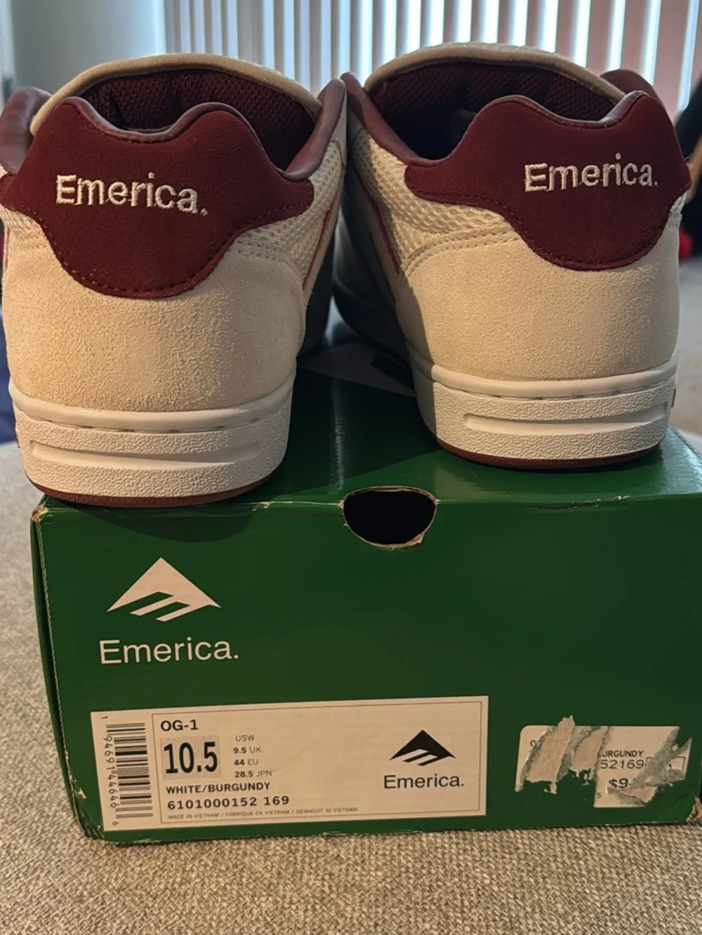 Emerica White and Burgundy OG-1 re release